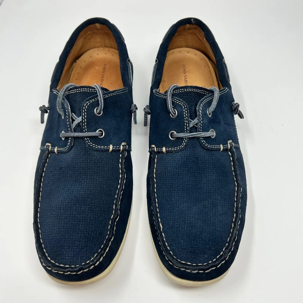 John Varvatos Men's suede navy boat shoes size 12